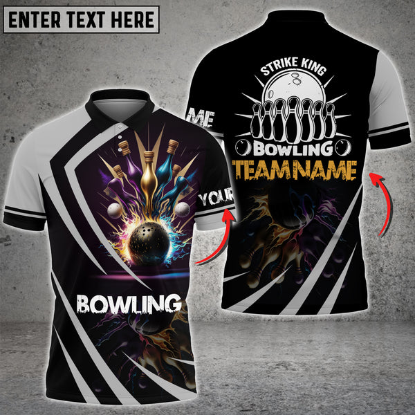 Maxcorners Strike King Bowling Multicolor Option Customized Name 3D Shirt