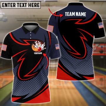 Maxcorners Multicolor Bowling Rhombus Pattern Premium Customized Name 3D Polo Shirt