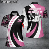 Maxcorners Black&Pink Bowling Seamless Pattern Personalized All Over Printed Shirt For Women For Maria Harris