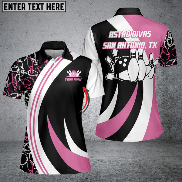 Maxcorners Black&Pink Bowling Seamless Pattern Personalized All Over Printed Shirt For Women For Maria Harris