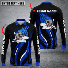 Maxcorners Funny Bowling Ball Flame Multicolor Option Customized Name Long Sleeve 3D Shirt