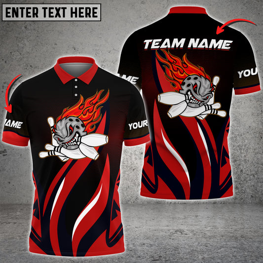 Maxcorners Funny Bowling Ball Flame Premium Multicolor Option Personalized Name 3D Shirt