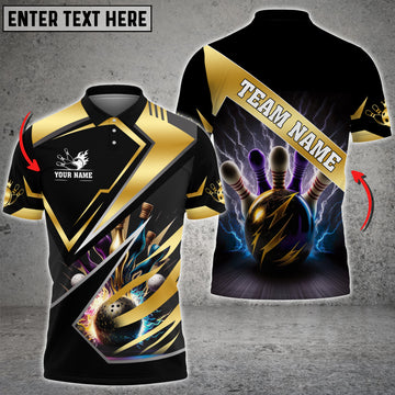 Maxcorners Bowling And Pins Premium Multicolor Option Customized Name 3D Shirt