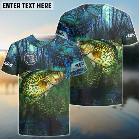 Maxcorners Crappie Fishing Blue Camo Custom Name 3D Shirts