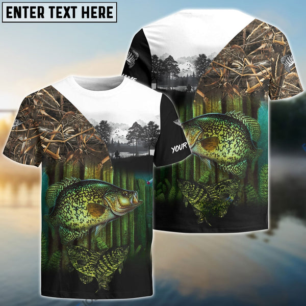 Maxcorners Crappie Fishing Camo Freshwater Fish Customize Name 3D Shirts