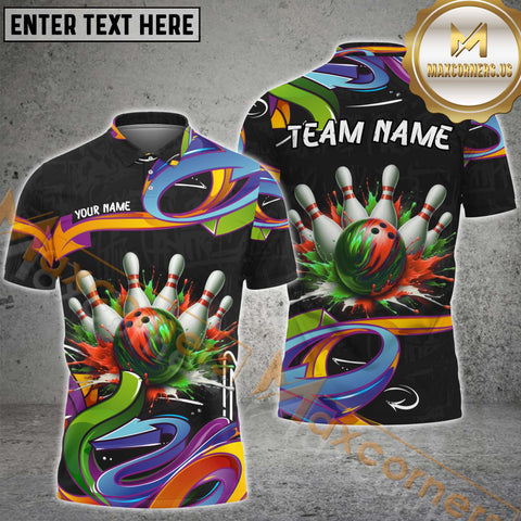 Maxcorners Graffiti Pattern  Bowling Jersey Multicolor Options Personalized Name, Team Name 3D Shirt