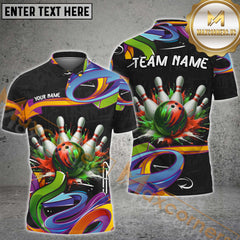 Maxcorners Graffiti Pattern  Bowling Jersey Multicolor Options Personalized Name, Team Name 3D Shirt