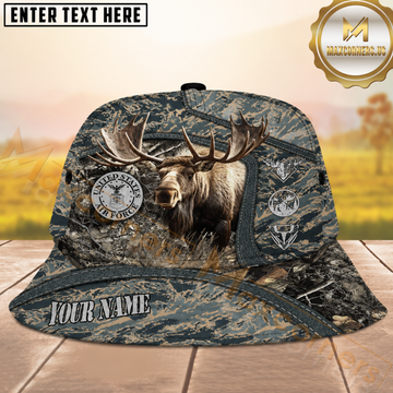 Maxcorners Moose Hunting US Air Force Camo Personalized Name 3D Bucket Hat