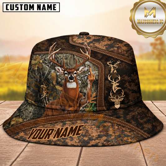 Maxcorners Deer Hunting Fukin Camo Forest Personalized Name 3D Bucket Hat