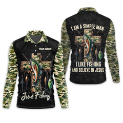 Maxcorners I Like Fishing And Believe In Jesus, Camo Fishing Shirt, Fishing UPF Shirts, Jesus Fishing Shirt, Gift For Fishermen