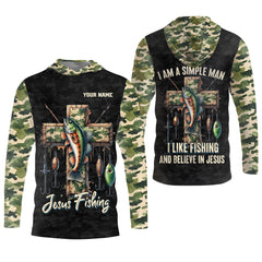 Maxcorners I Like Fishing And Believe In Jesus, Camo Fishing Shirt, Fishing UPF Shirts, Jesus Fishing Shirt, Gift For Fishermen