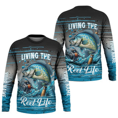 Maxcorners Living The Reel Life UPF Fishing Shirts, Long Sleeve Fishing Shirts, Funny Fishing Shirt, Gag Gifts For Men