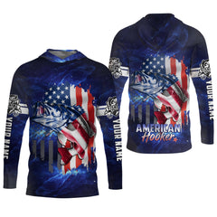 Maxcorners American Hooker Fishing UPF Shirts, American Flag Fish Shirt, UV Shirts For Men, Long Sleeve Fishing Shirts