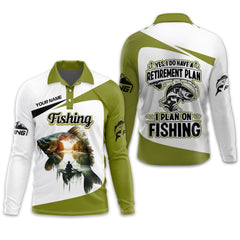 Maxcorners I Have a Retirement Plan Fishing UPF Shirts, Long Sleeve Fishing Shirts, Fishing Funny Shirt, Men Long Sleeve Shirt