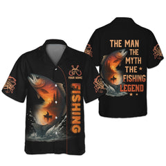 Maxcorners The Man The Myth The Legend, Hooded UPF Shirt, Tournament Fishing Shirt, Funny Fishing Tee Shirts, Long Sleeve Tops