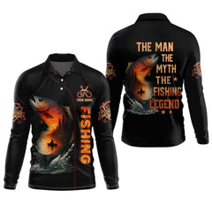 Maxcorners The Man The Myth The Legend, Hooded UPF Shirt, Tournament Fishing Shirt, Funny Fishing Tee Shirts, Long Sleeve Tops