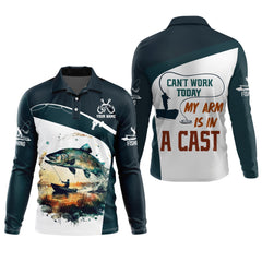 Maxcorners Can't Work Today My Arm Is In A Cast Long Sleeve Fishing Shirts, UPF Fishing Shirts, Long Sleeve Tops