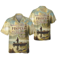Maxcorners Someone I Love Is Fishing On Heaven SPF Shirts For Men, Gag Gifts For Men, Men Long Sleeve Shirt