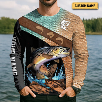 Maxcorners Fish Around And Find Trout Shirt, Trout Fishing Shirt, Long Sleeve Fishing Shirts, SPF Shirts For Men, Funny Fishing Shirt