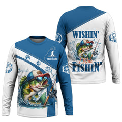 Maxcorners Wishin I Was Fishin, SPF Shirts For Men, Funny Fishing Shirt, Men Long Sleeve Shirt, Gift For Fisherman