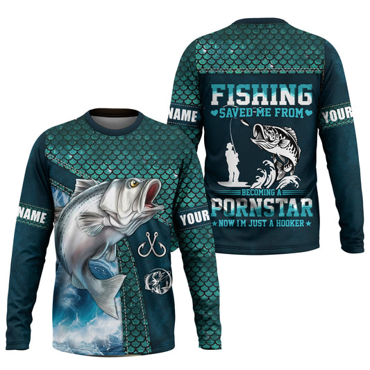 Maxcorners Fishing Saved Me From Becoming a Pornstar SPF Shirts For Men, Funny Fishing Shirts, Men Long Sleeve Shirt