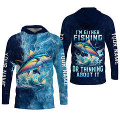 Maxcorners I'm Either Fishing Or Thinking About It Fishing Shirt, Fishing T-Shirts Funny, Long Sleeve Sun Shirt