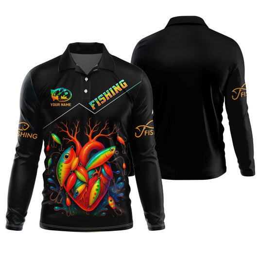 Maxcorners Colorful Fishing Lure UV Shirts For Men, Breathable Long Sleeve Shirt, Hooded Sun Shirt, Mens Casual Shirt