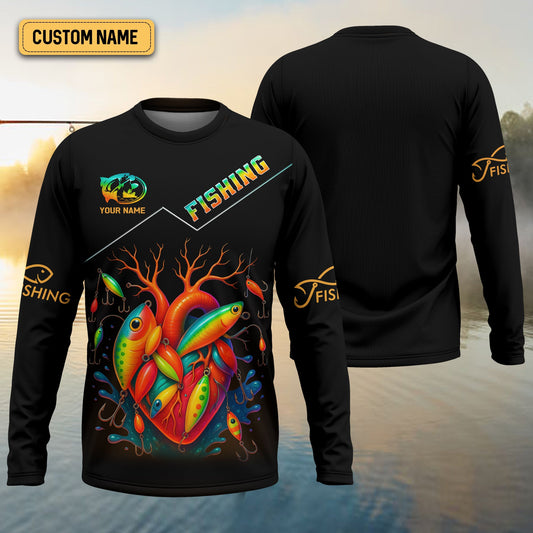 Maxcorners Colorful Fishing Lure UV Shirts For Men, Breathable Long Sleeve Shirt, Hooded Sun Shirt, Mens Casual Shirts