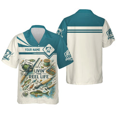 Maxcorners The Reel Life UPF Fishing Shirts, Funny Fishing Shirts, Breathable Long Sleeve Shirt, Mens Casual Shirts