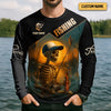 Maxcorners Fish And Beer, Skeleton Fishing, Funny Fishing Shirts, SPF Shirts For Men, Long Sleeve Tops