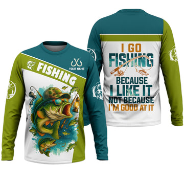 Maxcorners I Like Fishing Fishing UPF Shirts, Breathable Long Sleeve Shirt, Funny Fishing T-Shirt, Men Long Sleeve Shirts