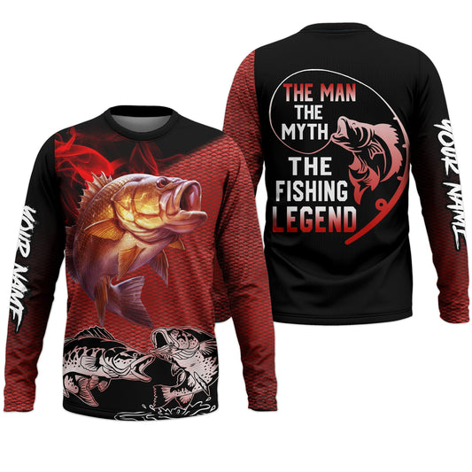 Maxcorners The Man The Myth The Legend, Breathable Long Sleeve Shirt, Funny Fishing T-Shirt, Men Long Sleeve Shirt