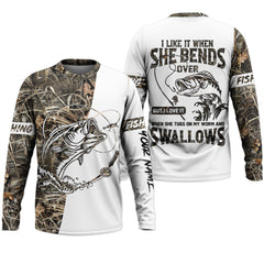 Maxcorners I Love It When She Bends Over SPF Shirt, Long Sleeve Fishing Shirts, Fishing UPF Shirts, Funny Fishing Shirts