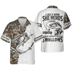 Maxcorners I Love It When She Bends Over SPF Shirt, Long Sleeve Fishing Shirts, Fishing UPF Shirts, Funny Fishing Shirts