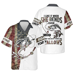 Maxcorners I Love It When She Bends Over SPF Shirt, American Flag Fish Shirt, Fishing UPF Shirts, Funny Fishing Shirts