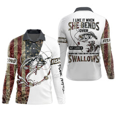 Maxcorners I Love It When She Bends Over SPF Shirt, American Flag Fish Shirt, Fishing UPF Shirts, Funny Fishing Shirts