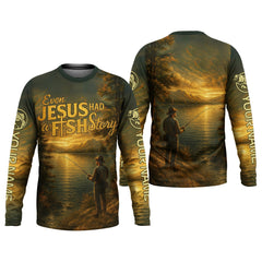 Maxcorners Bible Story Fish And Bread, Long Sleeve Fishing Shirts, SPF Shirts For Men, Fishing UPF Shirts, Sun Shirts
