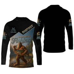 Maxcorners I'd Rather Be Fishing, Bigfoot Fishing UPF Shirts, Funny Men Fishing Shirt, Long Sleeve Fishing Shirts