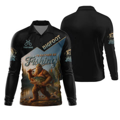Maxcorners I'd Rather Be Fishing, Bigfoot Fishing UPF Shirts, Funny Men Fishing Shirt, Long Sleeve Fishing Shirts