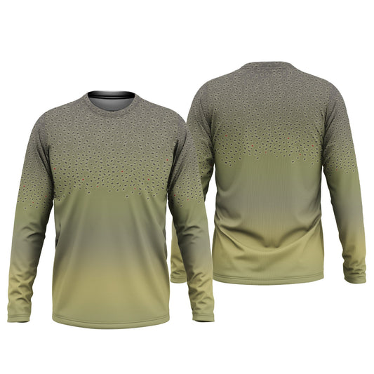 Maxcorners Green Brook Trout Skin UPF Fishing Shirts, Hooded Sun Shirt, Personalized Fishing Gifts, UV Shirts For Men