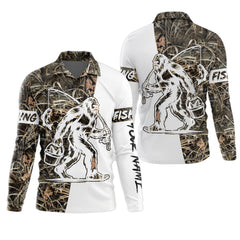 Maxcorners Sasquatch Fishing SPF Long Sleeve Shirts, Funny Fishing Shirt, Fishing Gifts For Men, Men's Fishing Shirt