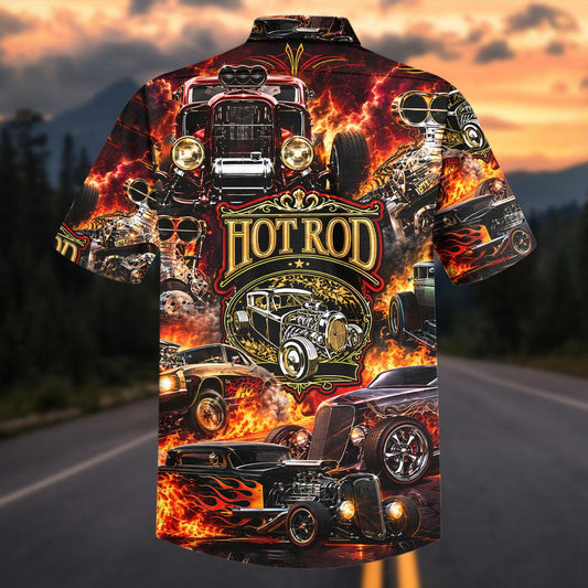 Maxcorners Hot Rod Fire Flame Hawaiian Shirt