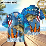 Maxcorners Crappie Fishing USA Flag Blue Beer Pattern Sport Jersey Personalized Name, Team Name Hawaiian Shirt