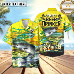 Maxcorners Salmon Fishing Beer Drinker Yellow Sky Pattern Sport Jersey Personalized Name, Team Name Hawaiian Shirt