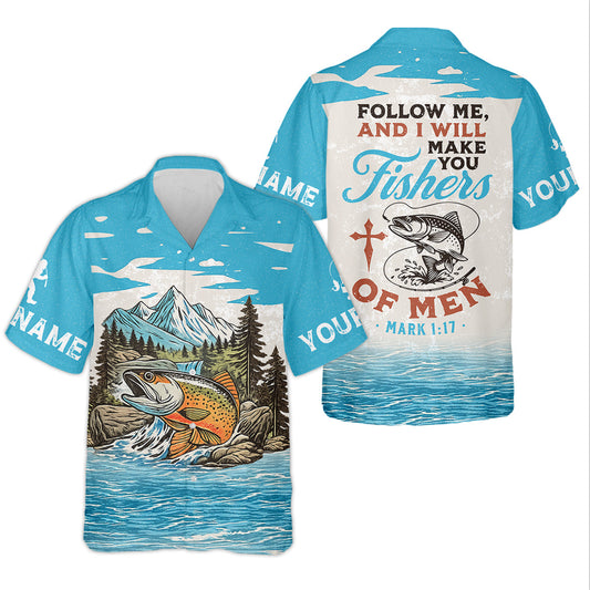Maxcorners Follow Me And I Will Make You Fishers, Custom Name Fishing Shirt, Fishing UPF Shirts, Funny Fishing Shirt
