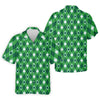 Maxcorners Green And White Lucky Four Leaf Clover Argyle Pattern St Patrick's Day Golf Shirt, Polo Shirts For Men