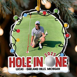 Maxcorners Hole In One Custom Photo Xmas Ornament, Golf Player Custom Name Acrylic Ornament, Christmas Golf Gift