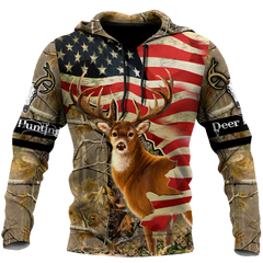Max Corner Deer Hunting America Flag 3D All Over Printed Shirts Gift For Hunter