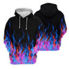 Maxcorners Black Blue Flame Fire Pattern Golf Shirt, Ladies Golf Shirts, Women’s Golf Apparel, Printed Golf Shirt LM1507