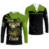 Maxcorners Wishing I Was Fishing Funny Fishing Shirt, Bass Fishing Shirt, SPF Shirt For Men, Men's Fishing Shirt